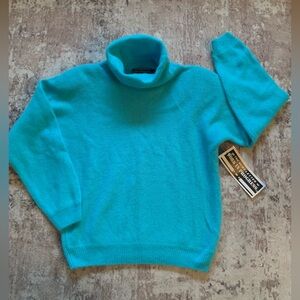 New WITH TAGS ViNtAgE 80’s Work in Progress Teal blue cashmere sweater MEDIUM
